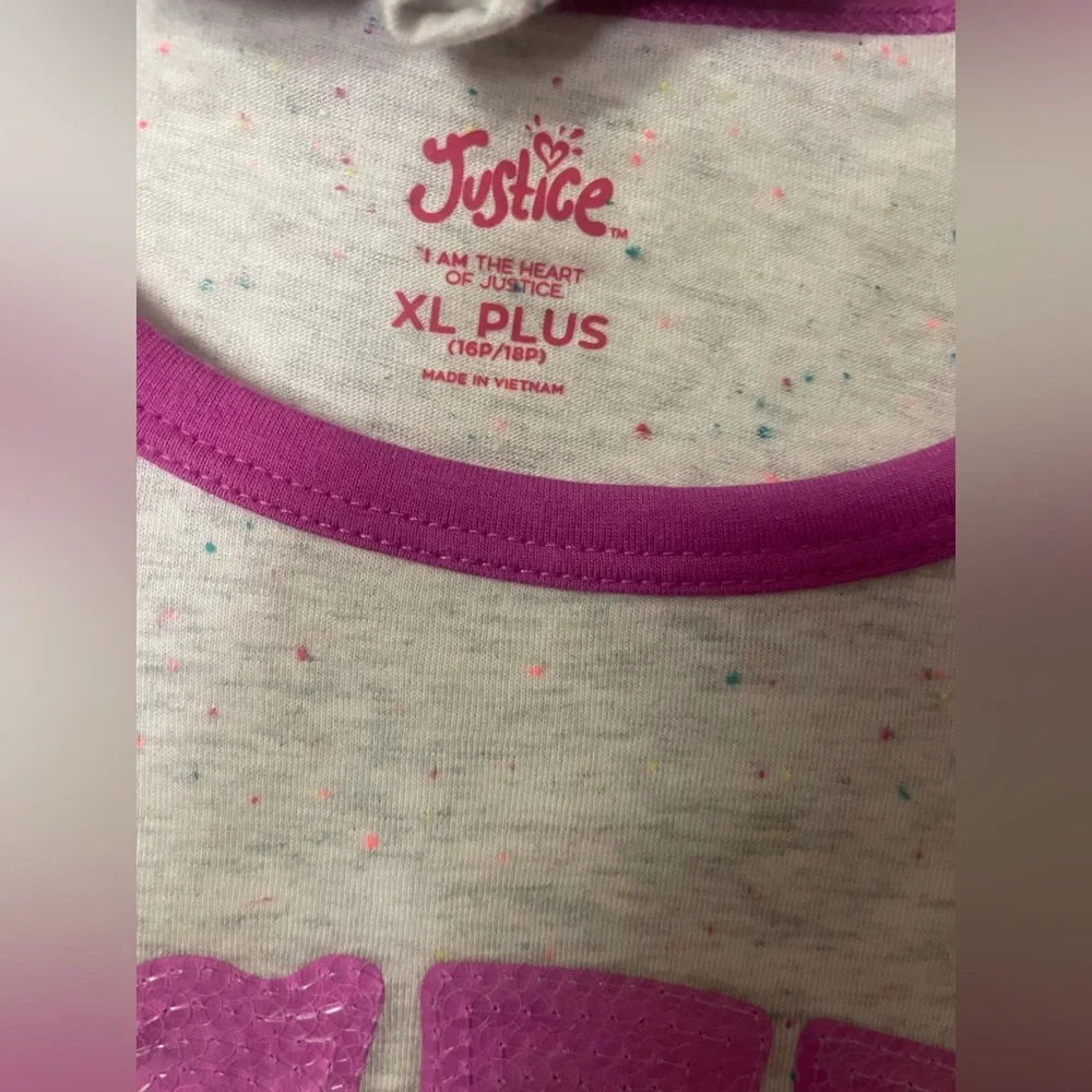🔴 3/$12 Justice Gray and Pink Tie-Front T-Shirt‎ with Hair Tie! NWT!